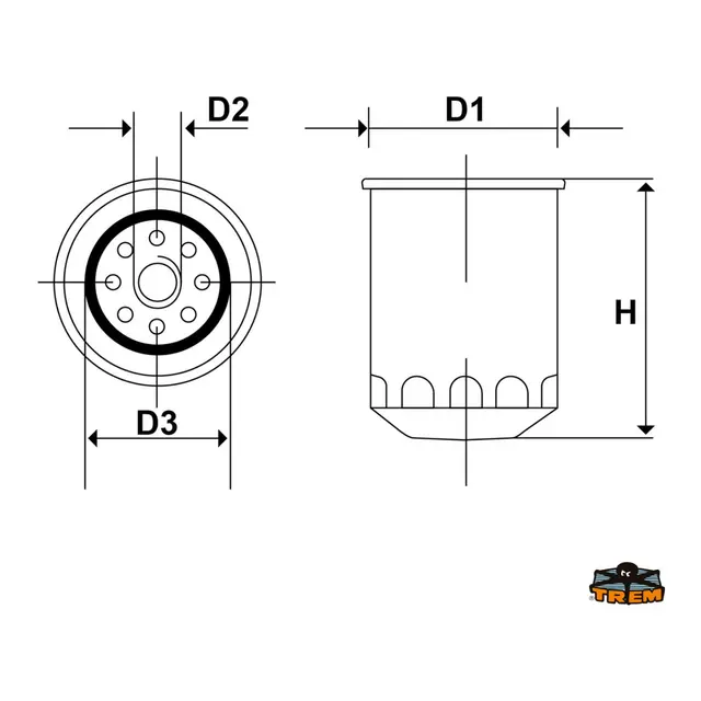 TREM Volvo Penta dieselmotor oljefilter KAD** - KAM** 