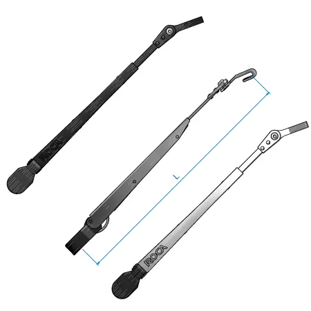 ROCA Viskerarm for W12, vridbar ende 475 - 610mm, elektropolert rustfritt 