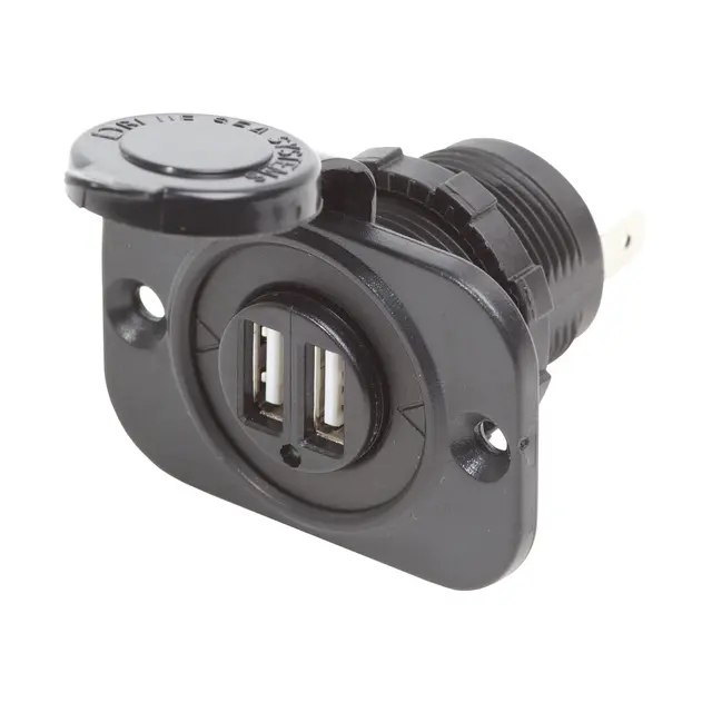BLUE SEA Strømmuttak 2 x USB m/lokk 2,1A - 5V 