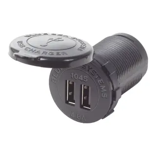 BLUE SEA Str&#248;muttak 2 x USB rund 4,8A - 12V