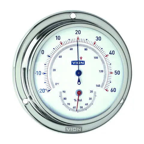 VION Hygrometer + Termometer - &#216;127mm polert rustfritt st&#229;l