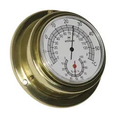 Hygrometer + Termometer - &#216;97mm blankpolert messing