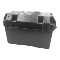 TREM Batterikasse - Stor m/ lokk og rem Sort - 410x200x250mm