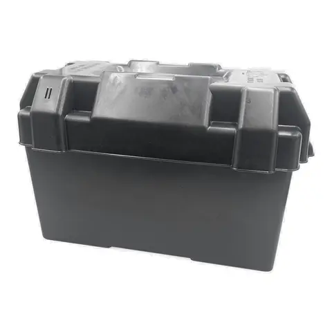TREM Batterikasse - Stor m/ lokk og rem Sort - 410x200x250mm