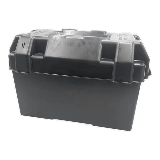 TREM Batterikasse - Stor m/ lokk og rem Sort - 410x200x250mm 