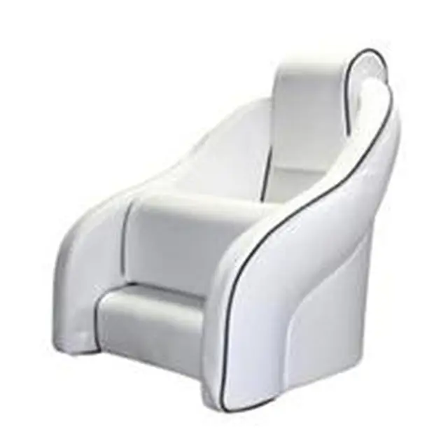 BLUE SEA Båtstol "Porto Free", Høy Offwhite m/blå kjeder - Kunstskinn 