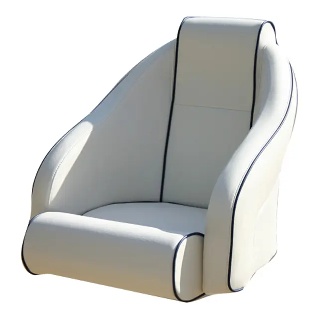 BLUE SEA Båtstol "Porto Free", Høy Offwhite m/blå kjeder - Kunstskinn 