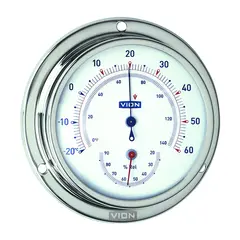 VION Hygrometer + Termometer - &#216;97mm polert rustfritt st&#229;l
