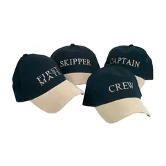 Crew Caps med brodering Marinebl&#229; med beige skjerm