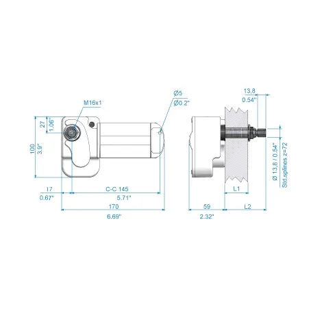 ROCA Vinduspussermotor W12 - 24V 38mm aksling, Vanntett 