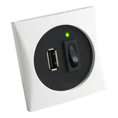 FRILIGHT USB Veggkontakt, Krom 12-24V inn, 5V/1A ut (kun for str&#248;m)