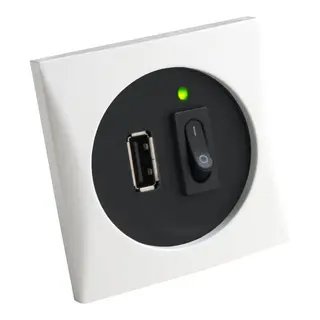 FRILIGHT USB Veggkontakt, Krom 12-24V inn, 5V/1A ut (kun for strøm)