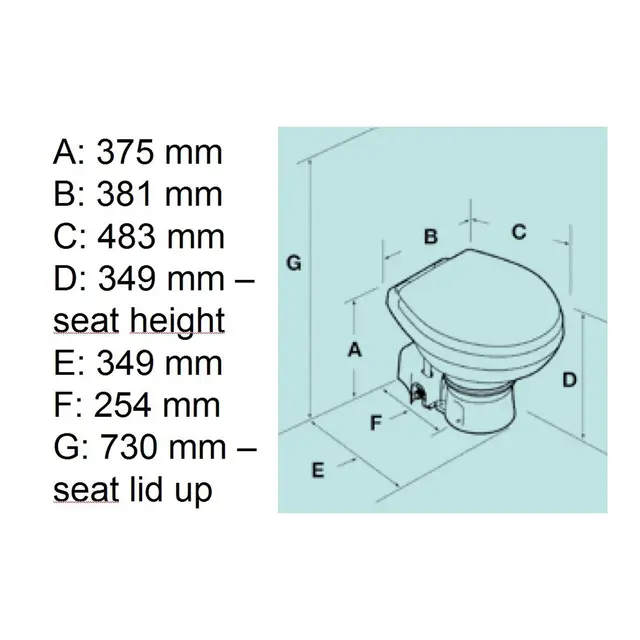 DOMETIC El.toalett MasterFlush 7260-12V Saltvann - kompakt bolle 