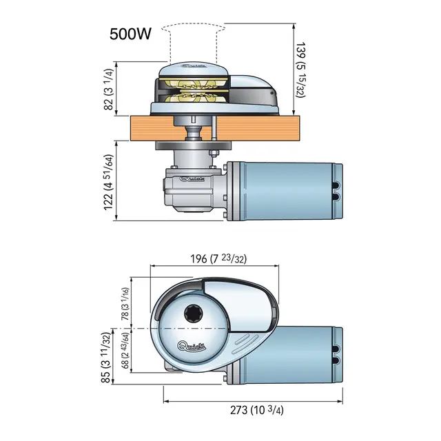QUICK Prince Ankervinsj DP2 500W, 12V 6mm kjetting / 12mm tau 