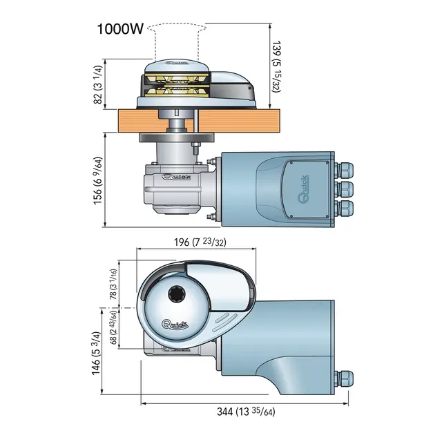 QUICK Prince Ankervinsj DP2 1000W, 12V 8mm kjetting / 12mm tau 