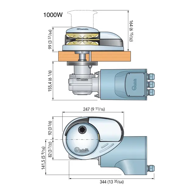 QUICK Prince Ankervinsj DP3 1000W, 12V 10mm kjetting / 16mm tau 