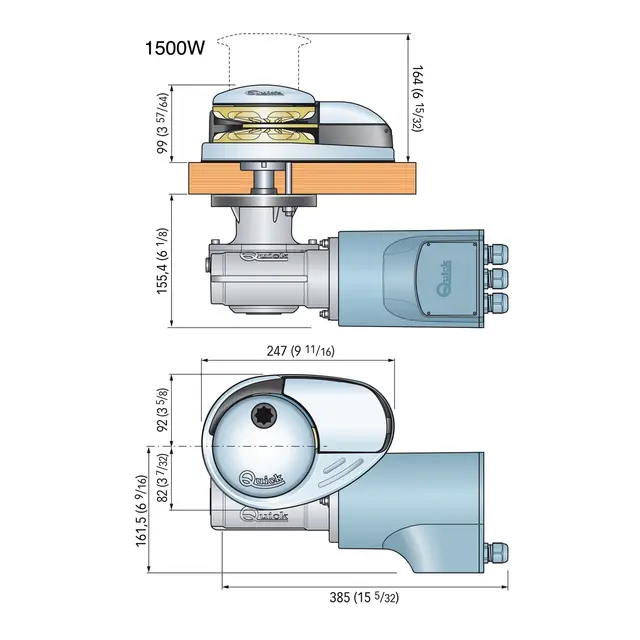QUICK Prince Ankervinsj DP3 1000W, 12V 10mm kjetting 