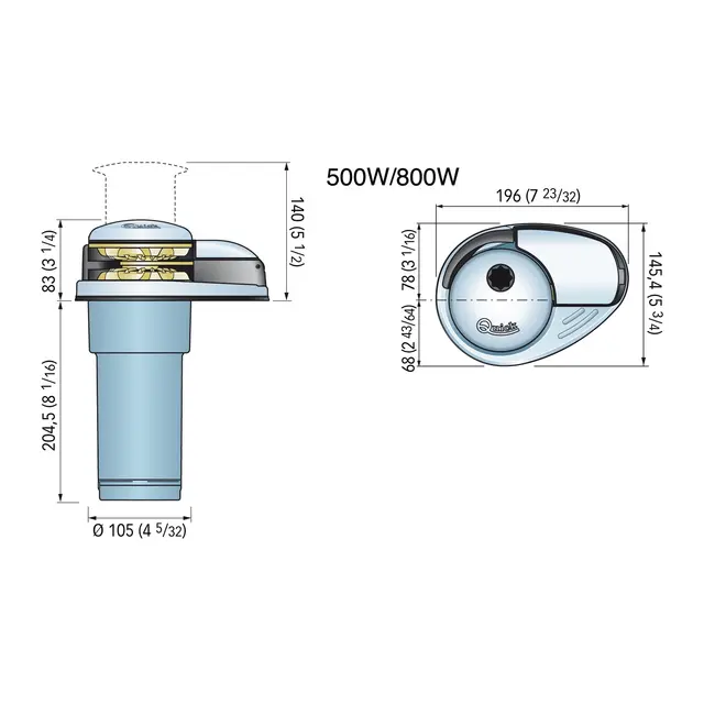 QUICK Prince Ankervinsj DP2E 800W, 12V 8mm kjetting 