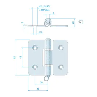 ROCA Hengsel 92 x 82mm