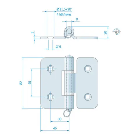 ROCA Hengsel 92 x 82mm