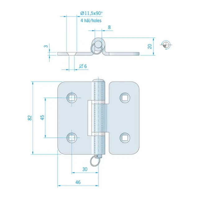 ROCA Hengsel 92 x 82mm 