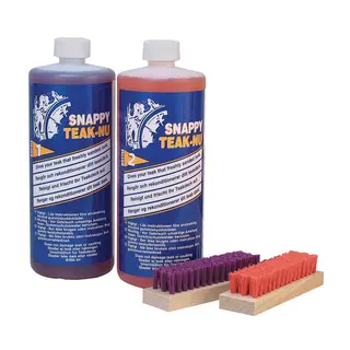SNAPPY Teak Care Kit - Dyprens / Fornyer Flaske 1+2 (2x950ml), B&#248;rste 1+2