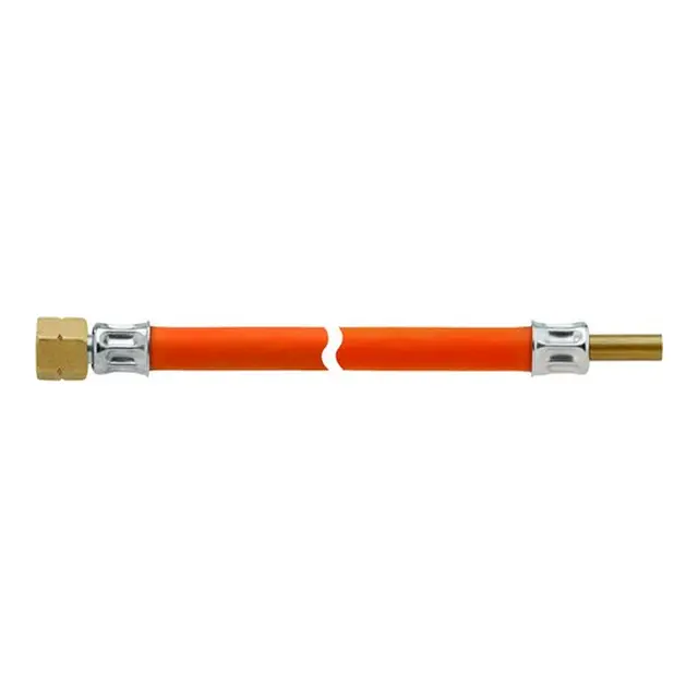 Gasslange maskinpresset, Ø8mm 0,65m Venstregjenget + rørstuss ender 