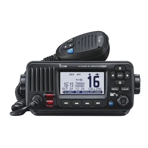 ICOM  IC-M423GE Stasjon&#230;r VHF m/ DSC &amp; innebygget GPS - Sort