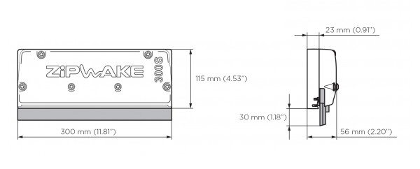 Interceptor ZIPWAKE trimplan kit KB300S 2x30cm komplett for båtbredde ca 2m ZIP2011145