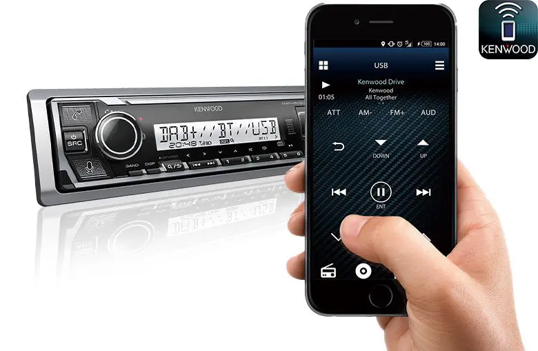 Kenwood KMRM508DAB marine hovedenhet 4x50W USB AUX Blåtann 1526