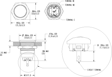 Brytere CARLING pushbutton 1 polet Trykknapp PÅAV IP67 AV4010