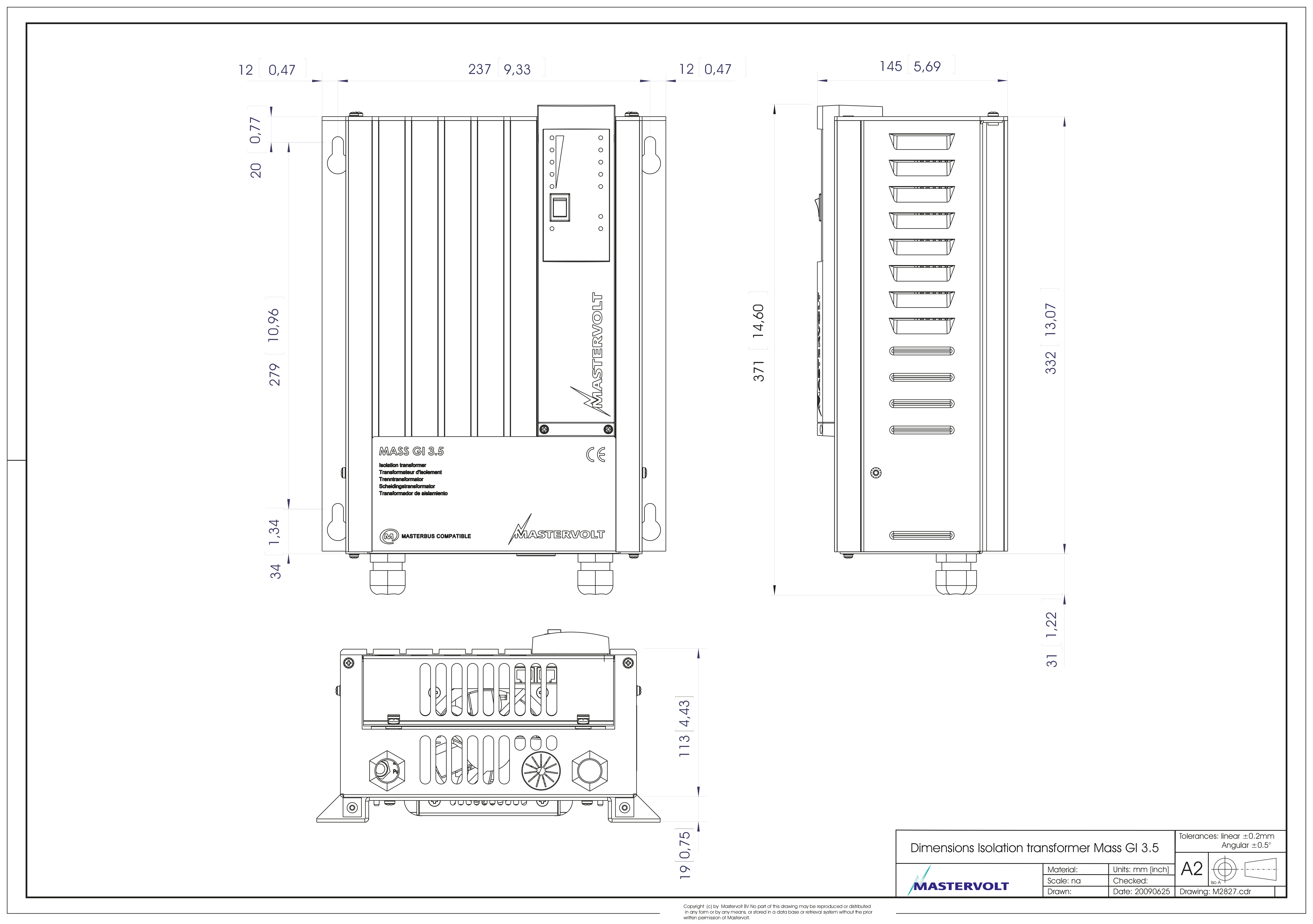 Galvanisk Isolator MASTERVOLT Mass Gi 35 Skilletrafo 1013748