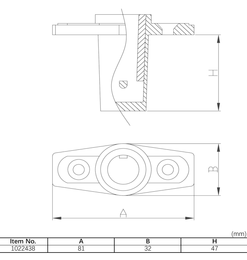 Åregaffel 1852M Holder alu nedfelbar tett bunn blank 1022438