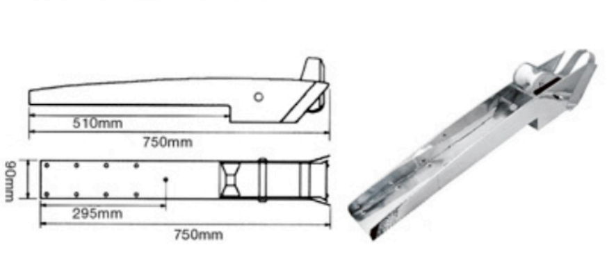 Ankerrulle 1852M Leddet 316 750x90mm for anker 1530kg Self launching 1017377