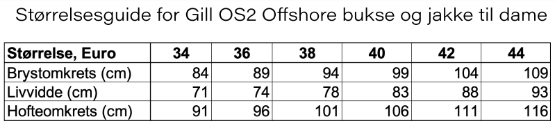 Seiljakke GILL OS2 Offshore Dame Str 36 Rød 1086053