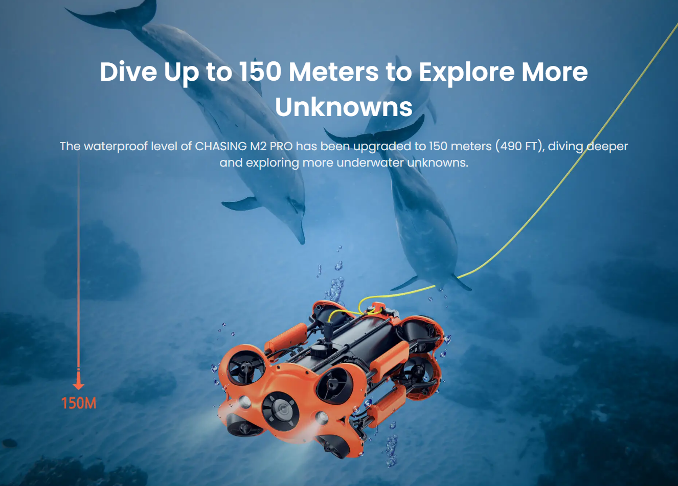 Undervannsdrone ROV Proff CHASING M2 PRO Advanced kit ROVDrone 2x battery 200m flomlys 4K video 130016