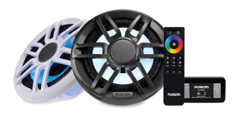 Båthøyttaler FUSION XS Series 10 subwoofer RGB LED IP65 600W hvit og grå sportsgrill 0100219820