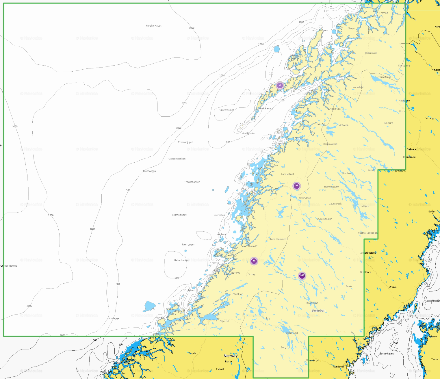 Navionics Sjøkart for kartplottere NAEU053R Trondheim Tromsø 010C133130