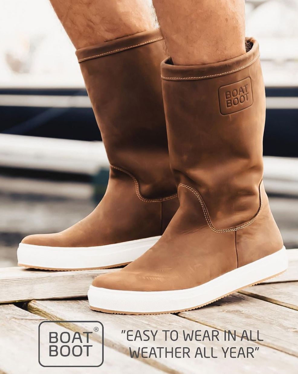 Seilstøvler BOATBOOT Non Lace Str 45 skinn brun 10011145