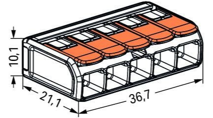 Koblingsskinne WAGO Koblingsklemme 5 inng maks 6mm² 41A 221615 1441088