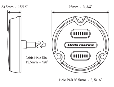 Undervannslys HELLA MARINE Apelo A1 Sort 15W   Blått hvitt lys 1800LUM 1135901