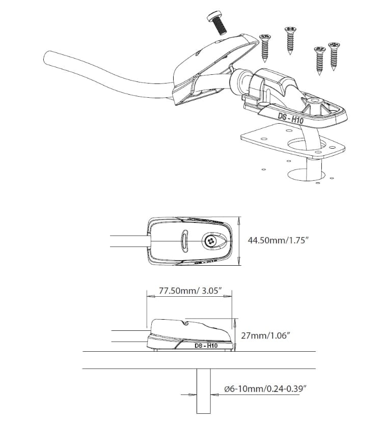 Kabelgjennomføring SCANSTRUT vinklet DSH10 Grå kabel 610mm 2100217