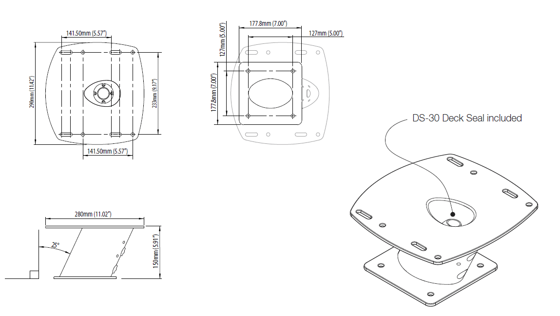 Tilbehør til radarantenner og master SCANSTRUT APT15001 PowerTower Alu 150mm 1054