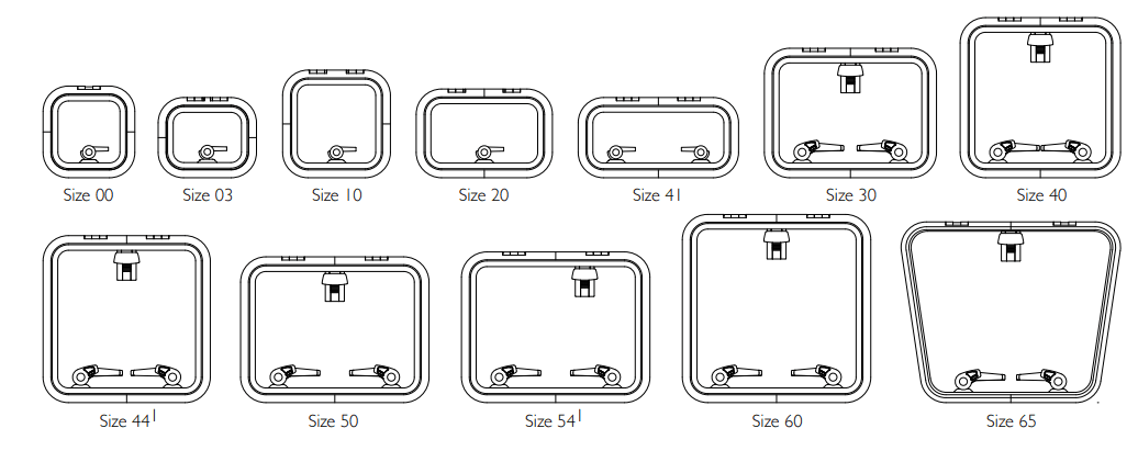 Diverse LEWMAR Dekksluke lavprofil Size3 246 x 301 mm 367