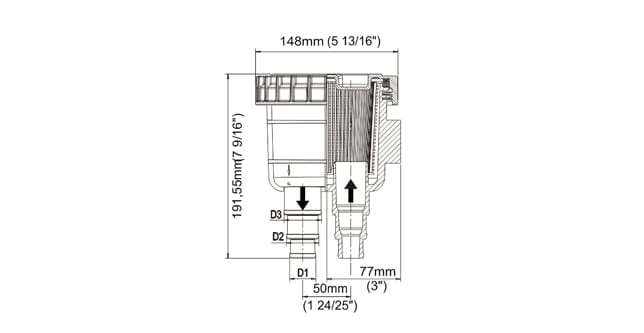 Sjøvannsfilter SEAFLO 2538mm Maks kapasitet 200 lmin 540781