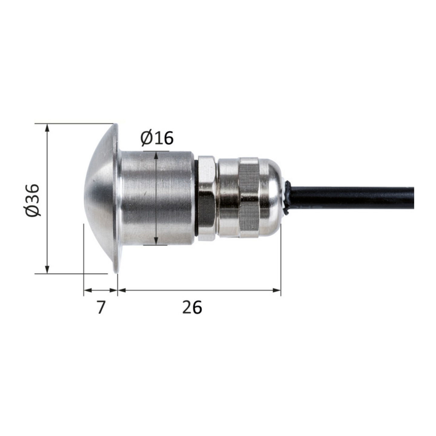 Trinnlys vanntett OSCULATI LED ultracompact Matt sort hvitt lys 1318210