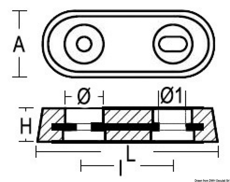 Anodes OSCULATI Anode for trimplan og ror Vetustype 10x4cm 03kg 224