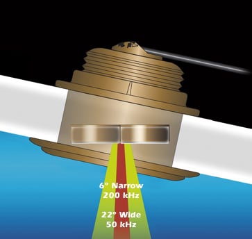 Nettverk RAYMARINE Gj bronsesvingr 1KW dybde temp Airmar B164 tilt 815° skrog A102112