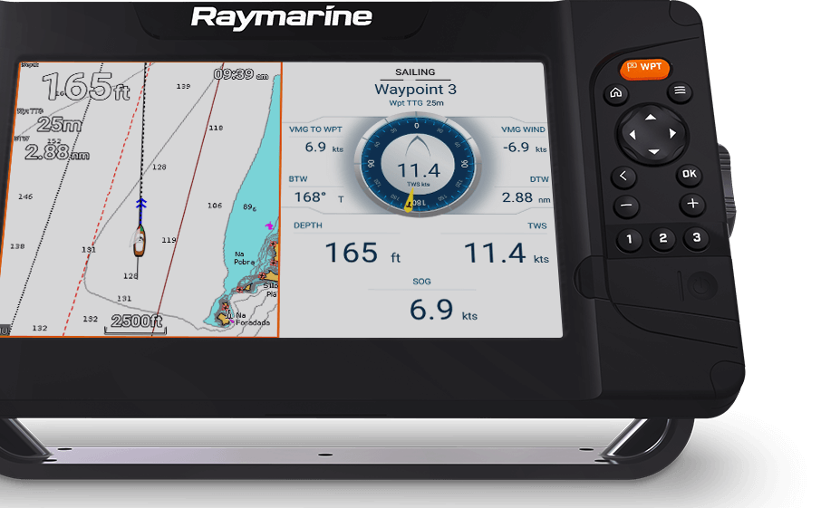 Kartplotter RAYMARINE Element 9S KartplotterEkko m Lightouse kart NordEuropa Pakke E7053300NEU