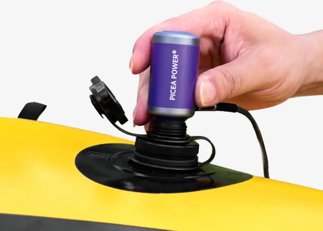Gummibåtpumpe PICEA TurboBean høyvolum luft pumpe Cyan Ultrakompakt TEDGIX